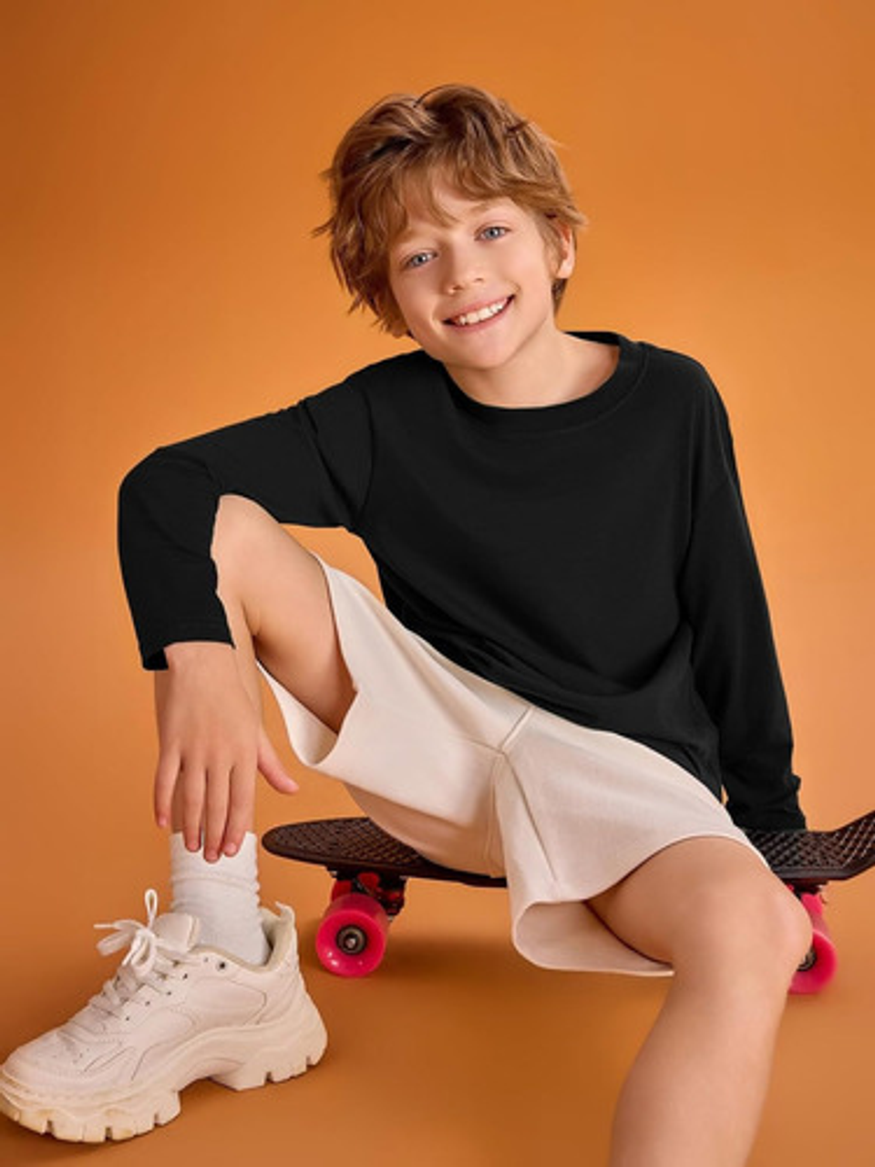 Pack 3 Camisetas Niños Blancas Algodón Con Bambú Manga Larga 25