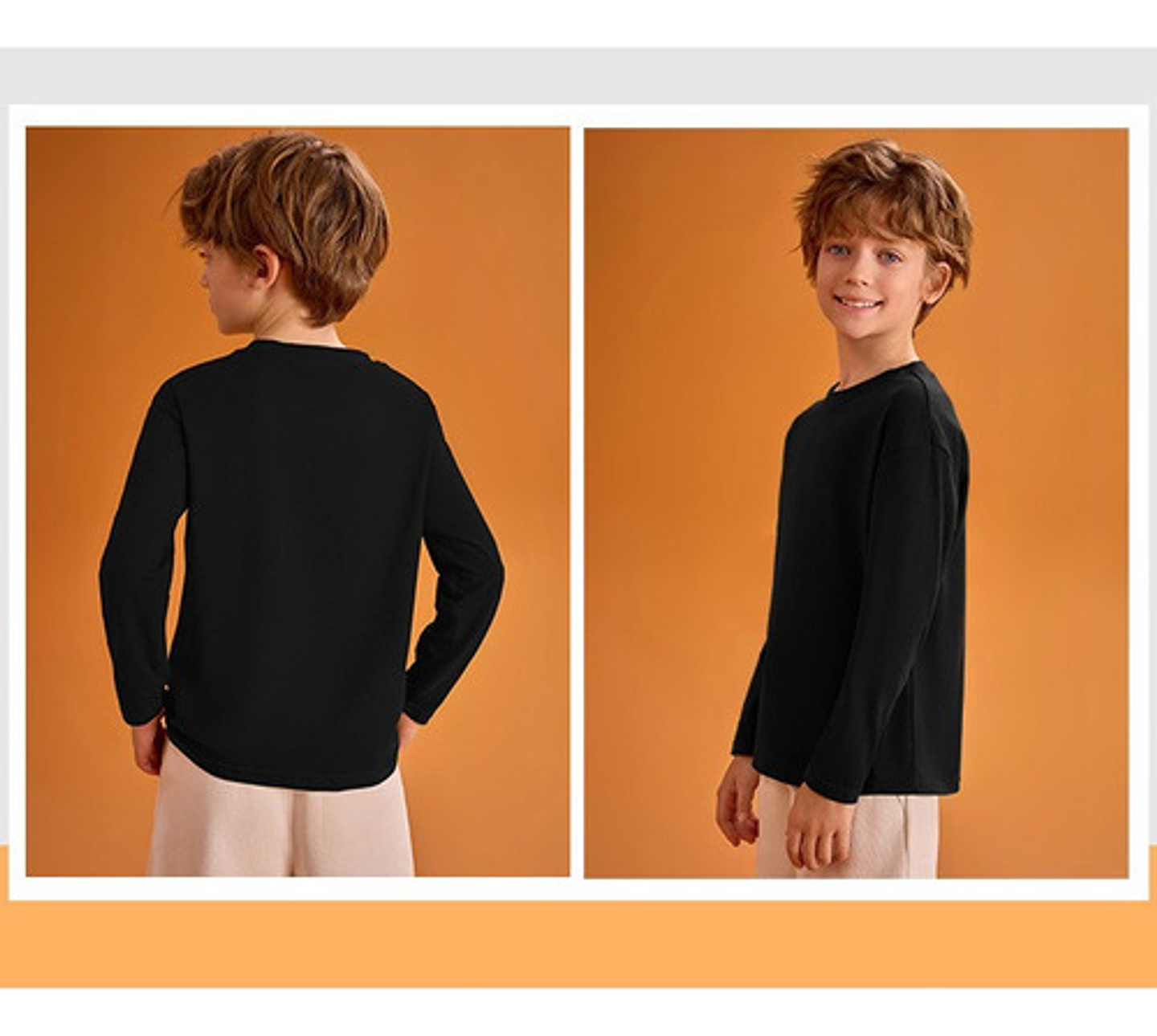 Pack 3 Camisetas Niños Blancas Algodón Con Bambú Manga Larga 29