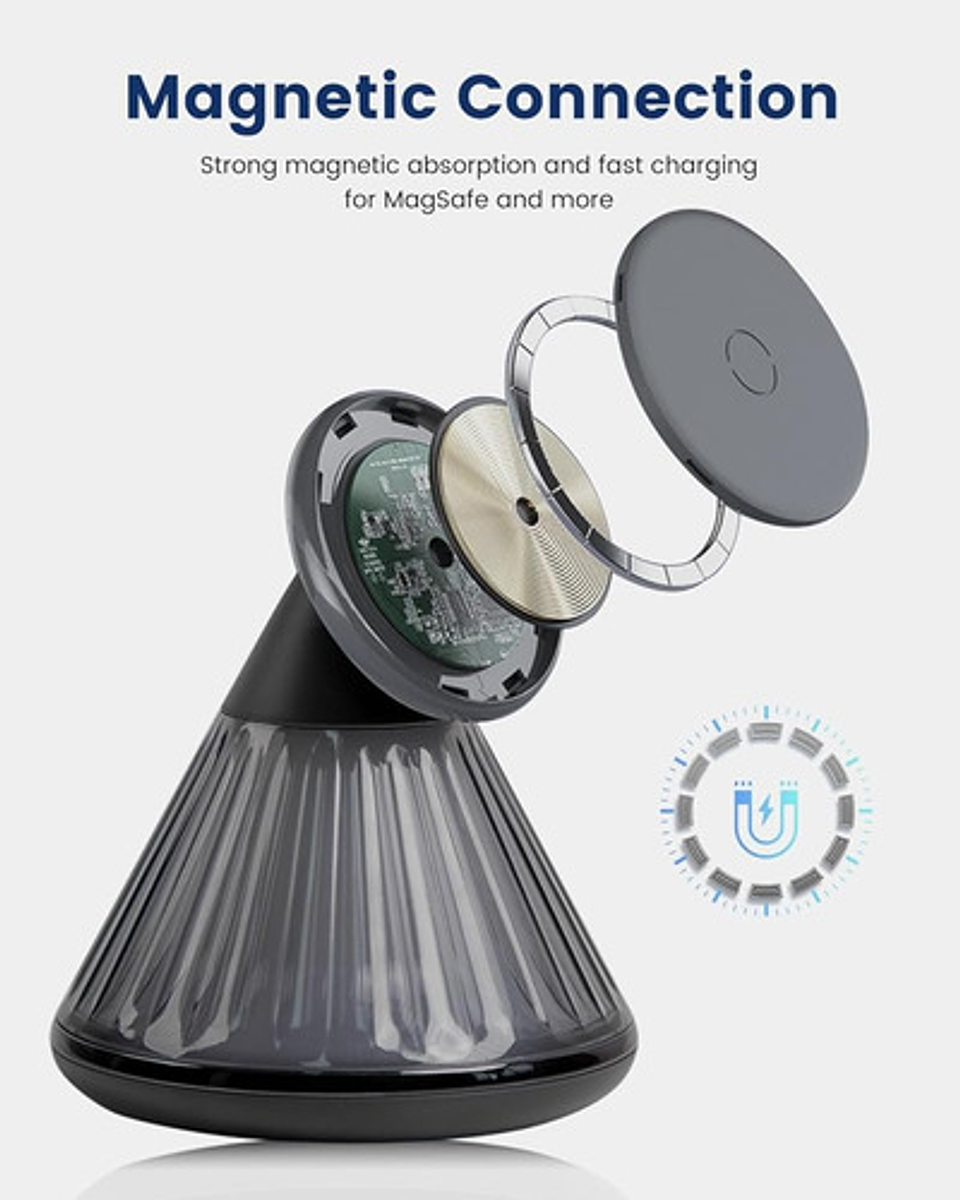 Cargador Inalámbrico 15w Carga Rápida Soporte De Celular 2