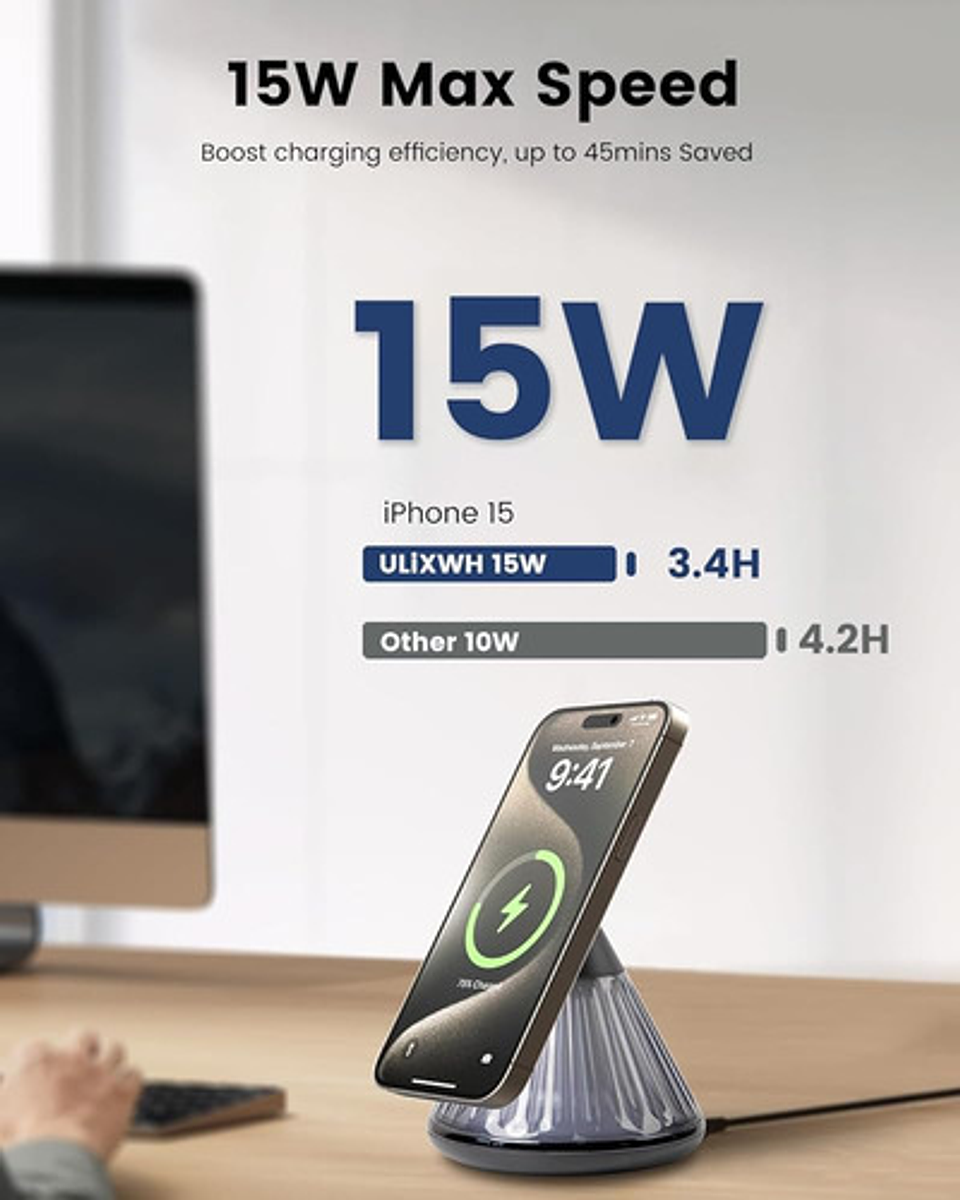 Cargador Inalámbrico 15w Carga Rápida Soporte De Celular 4