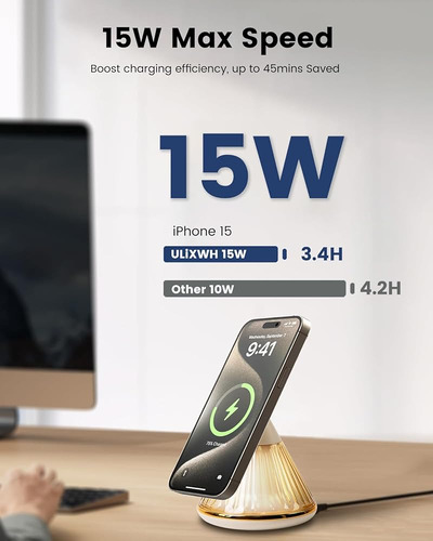 Cargador Inalámbrico 15w Carga Rápida Soporte De Celular 13