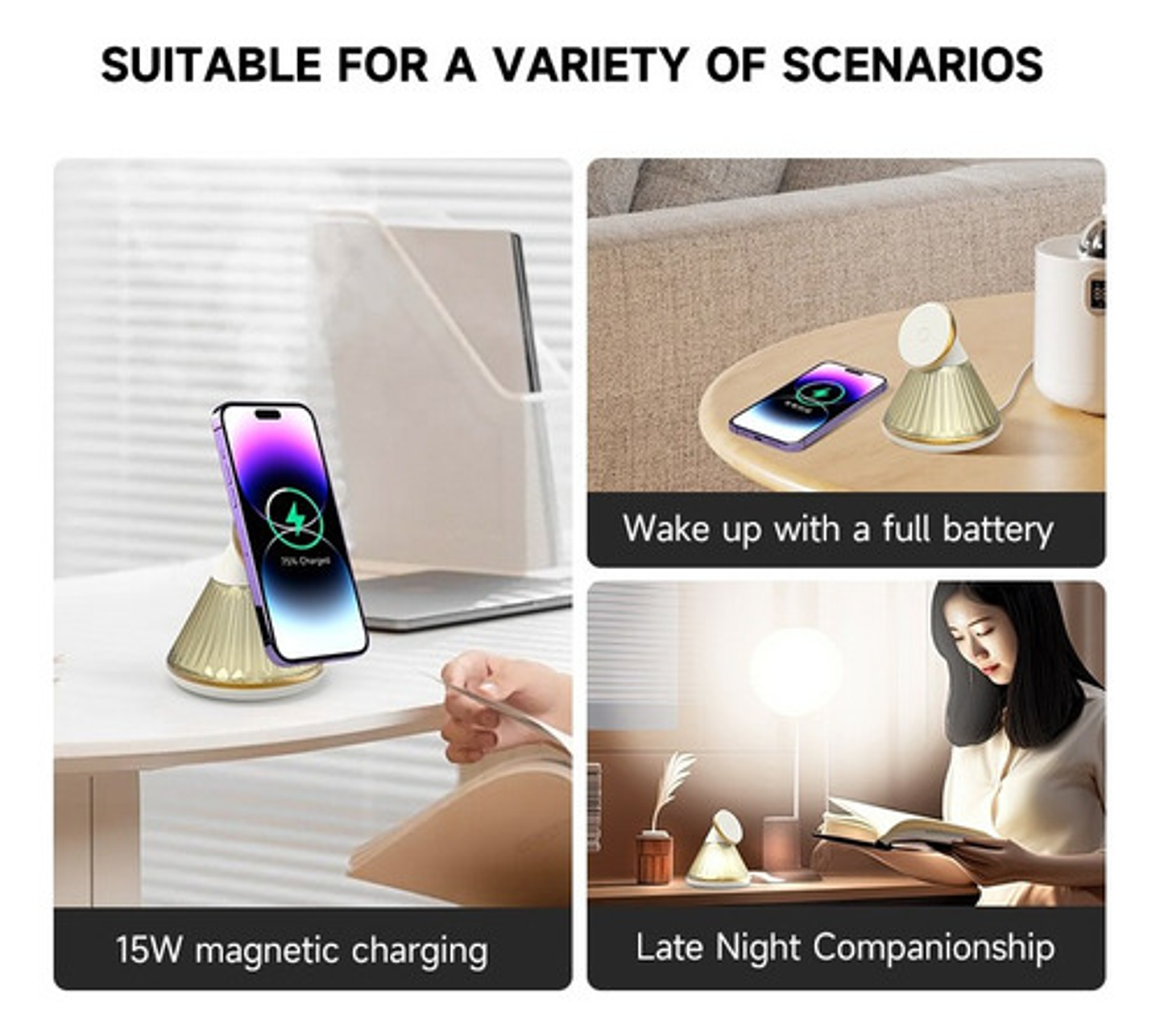 Cargador Inalámbrico 15w Carga Rápida Soporte De Celular 15