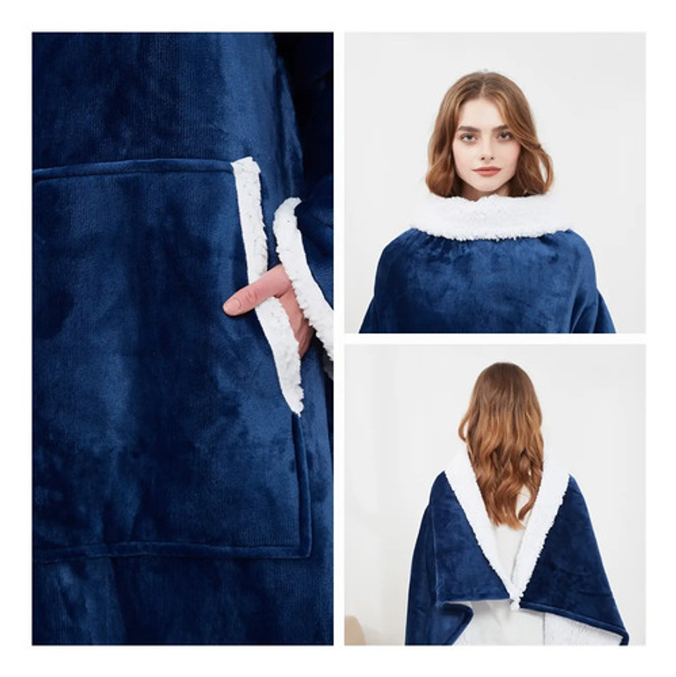 Manta De Sherpa Chiporro Con Mangas Y Bolsillo Para Los Pies 4