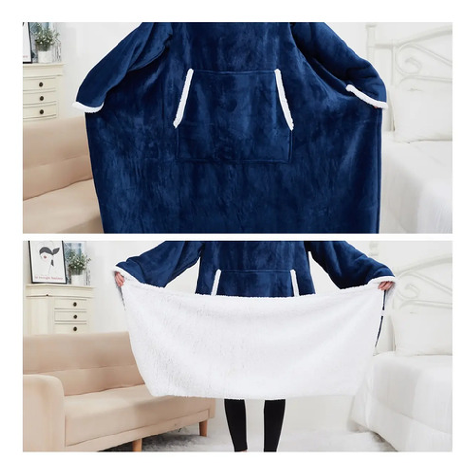 Manta De Sherpa Chiporro Con Mangas Y Bolsillo Para Los Pies 5