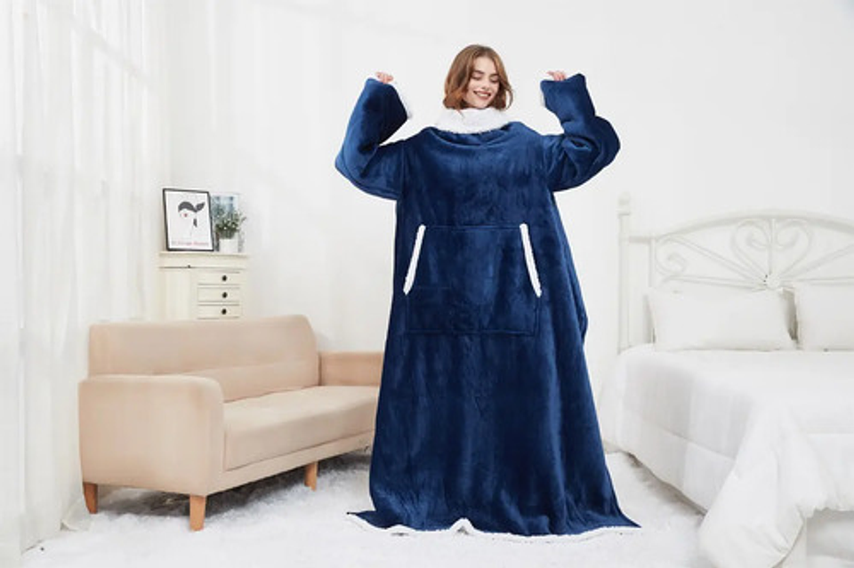 Manta De Sherpa Chiporro Con Mangas Y Bolsillo Para Los Pies 8