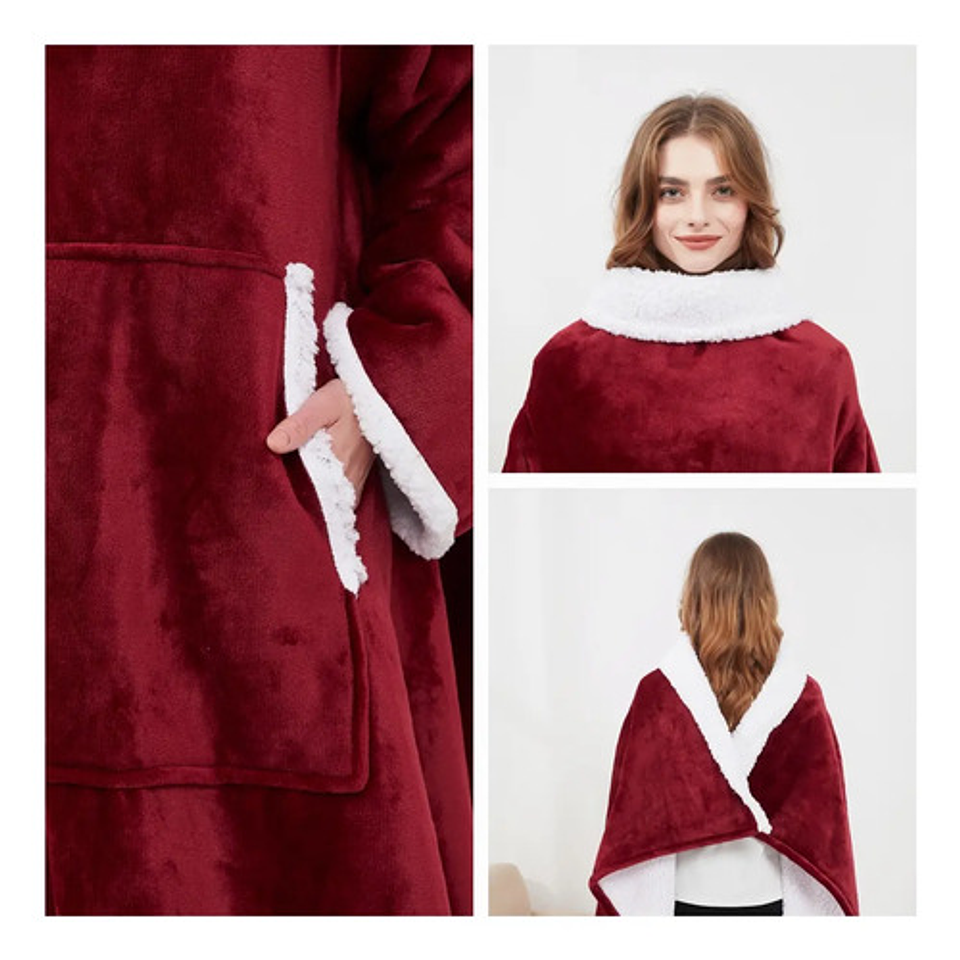 Manta De Sherpa Chiporro Con Mangas Y Bolsillo Para Los Pies 13