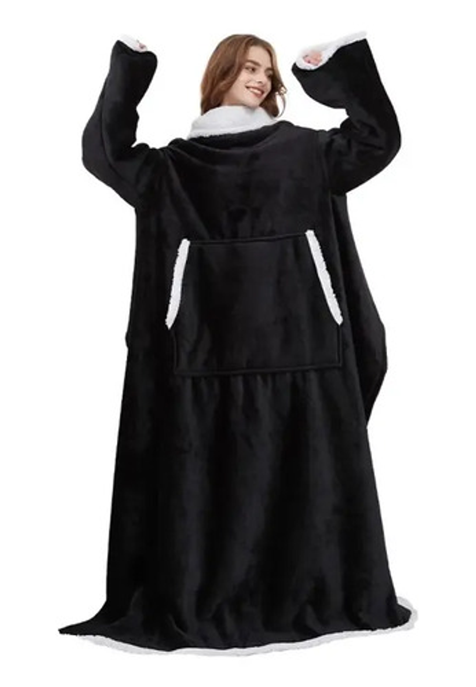 Manta De Sherpa Chiporro Con Mangas Y Bolsillo Para Los Pies 26