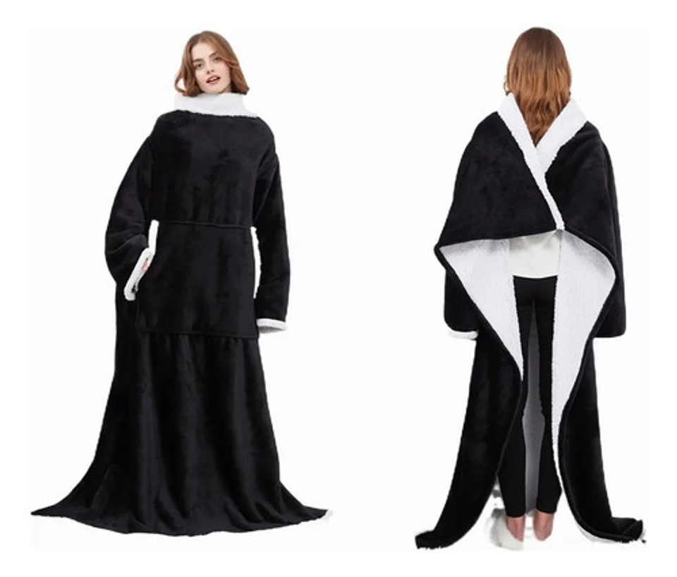 Manta De Sherpa Chiporro Con Mangas Y Bolsillo Para Los Pies 27