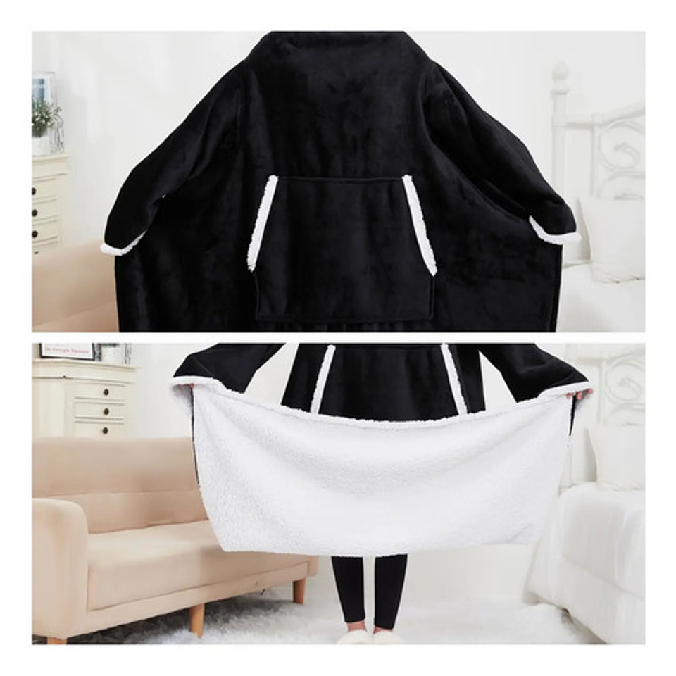 Manta De Sherpa Chiporro Con Mangas Y Bolsillo Para Los Pies 28