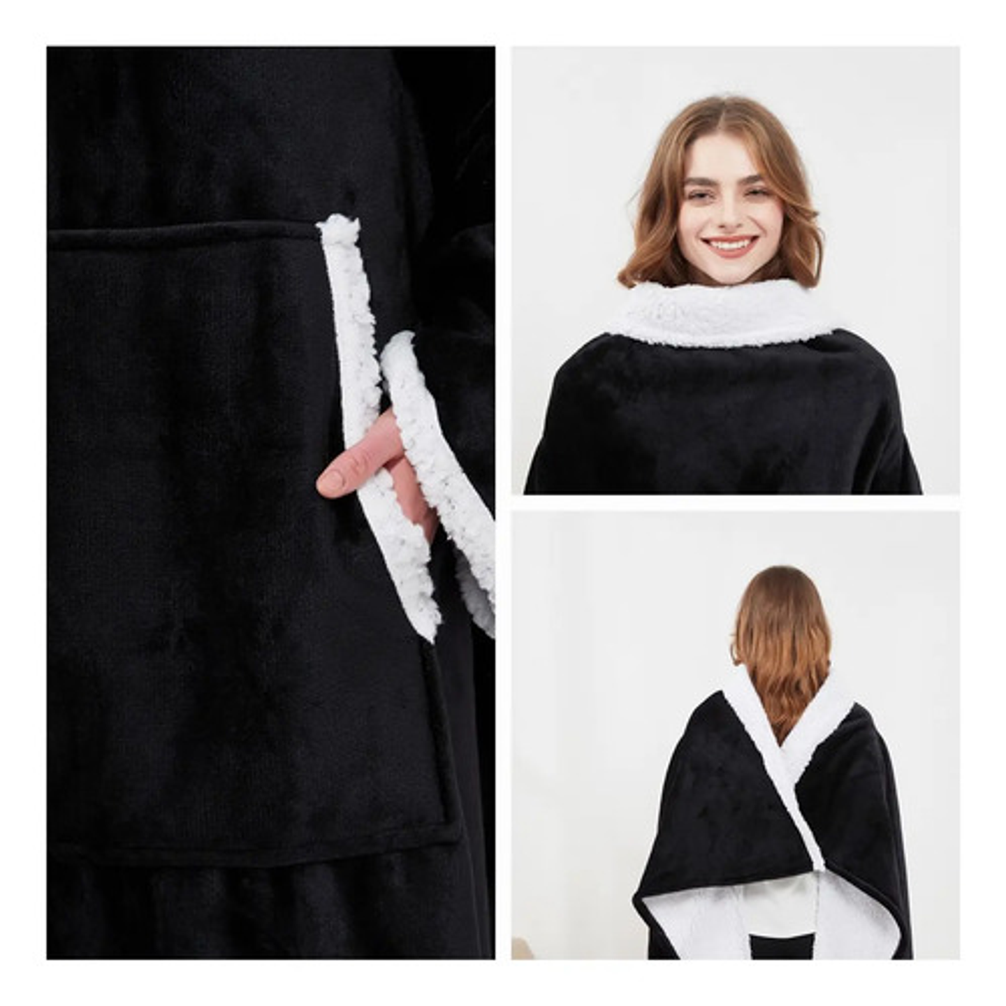 Manta De Sherpa Chiporro Con Mangas Y Bolsillo Para Los Pies 29