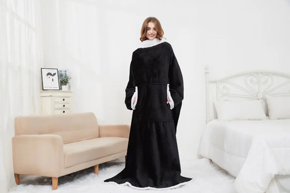 Manta De Sherpa Chiporro Con Mangas Y Bolsillo Para Los Pies 32