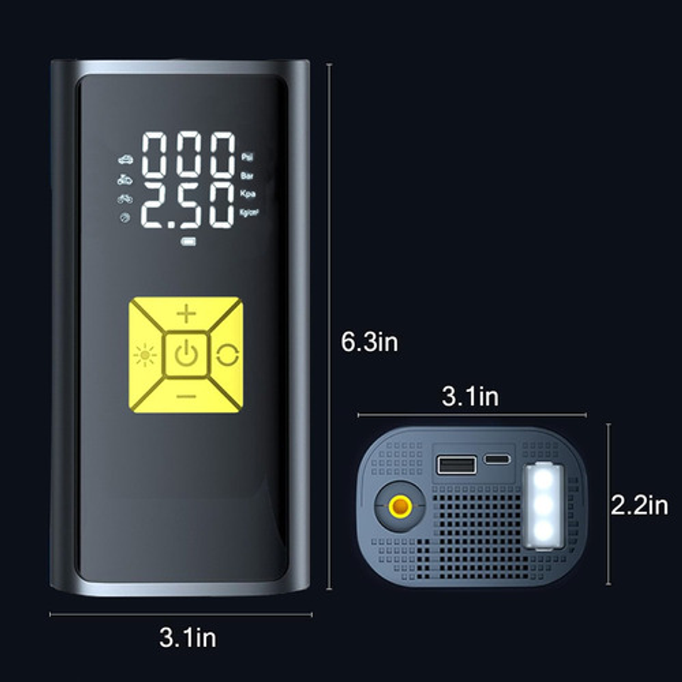 Compresor De Aire Mini Portatil Digital Inflador Neumaticos 2