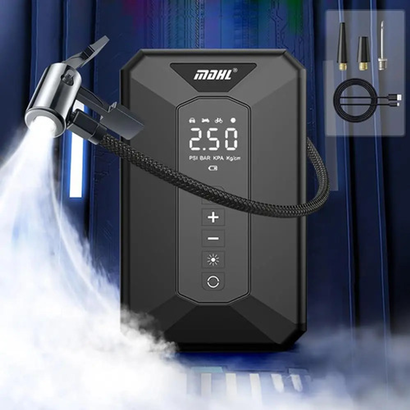 Compresor De Aire Mini Portatil Digital Inflador Neumaticos 9