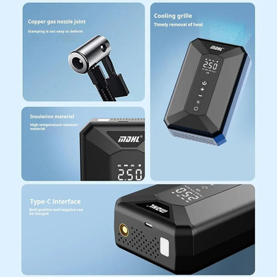 Compresor De Aire Mini Portatil Digital Inflador Neumaticos 12