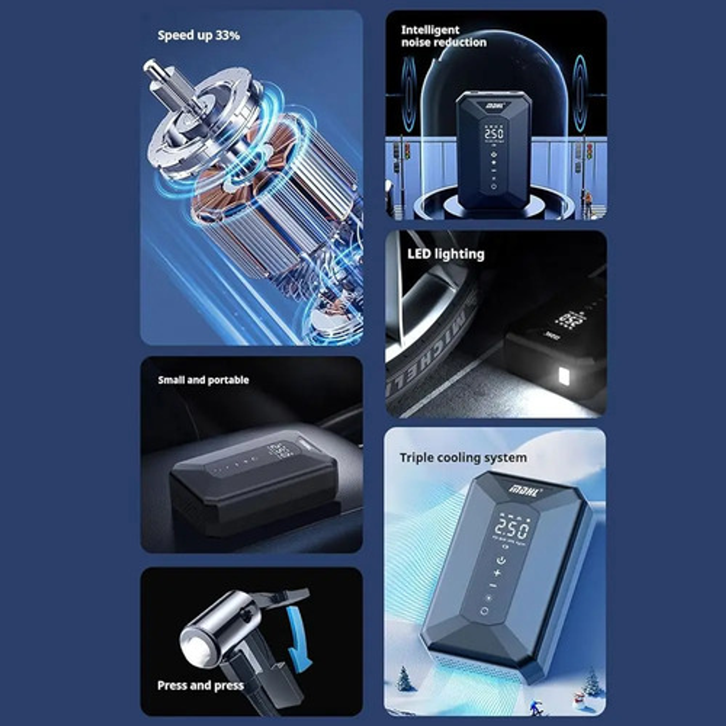 Compresor De Aire Mini Portatil Digital Inflador Neumaticos 13