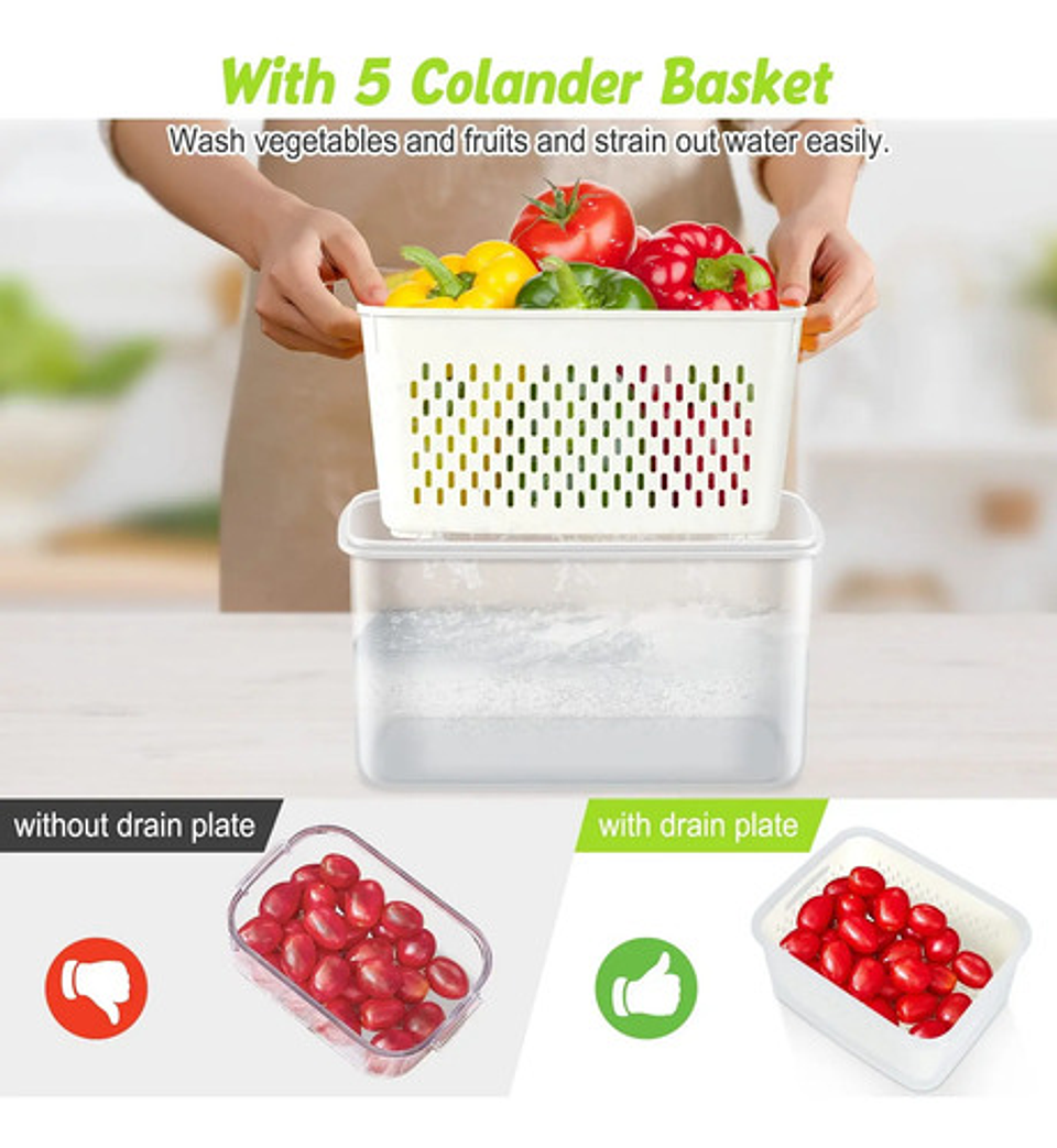 5 Contenedores Hermeticos De Plastico Cocina Despensa Transparente 10