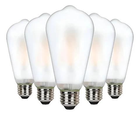 Ampolletas Vintage Esmeriladas Led E27 Luz Blanco Cálido X5 Blanco Cálido