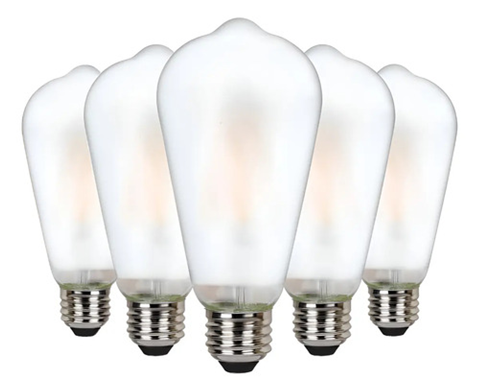 Ampolletas Vintage Esmeriladas Led E27 Luz Blanco Cálido X5 Blanco Cálido 1