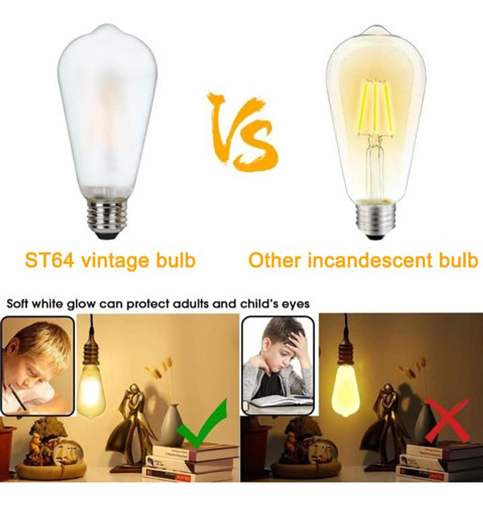 Ampolletas Vintage Esmeriladas Led E27 Luz Blanco Cálido X5 Blanco Cálido 2