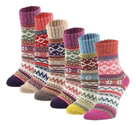6 Pcs Calcetines De Lana Gruesos Y Cálidos En Invierno