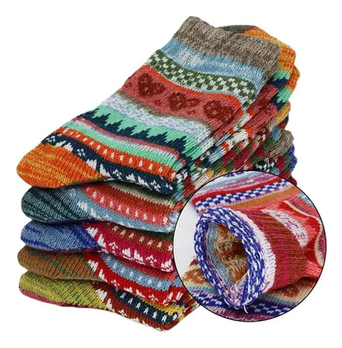 6 Pcs Calcetines De Lana Gruesos Y Cálidos En Invierno