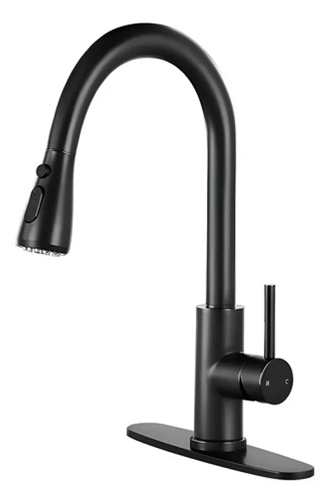 Llave Monomando Lavaplatos Extraíble Negra Flexible