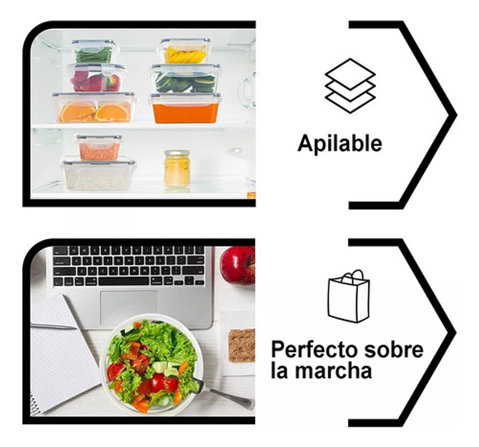 12 Tapper Tuper Herméticos Para Comida Ensalada Nevera Blanco 4