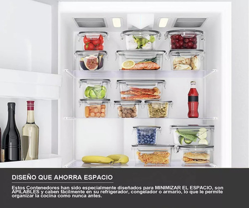 12 Tapper Tuper Herméticos Para Comida Ensalada Nevera Blanco 6