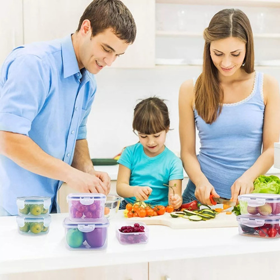 12 Tapper Tuper Herméticos Para Comida Ensalada Nevera Blanco 9