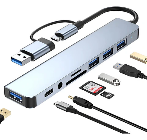 Hub Adaptador Usb Tipo C 8 En 1 Para Mac Macbook Windows