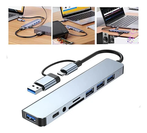 Hub Adaptador Usb Tipo C 8 En 1 Para Mac Macbook Windows
