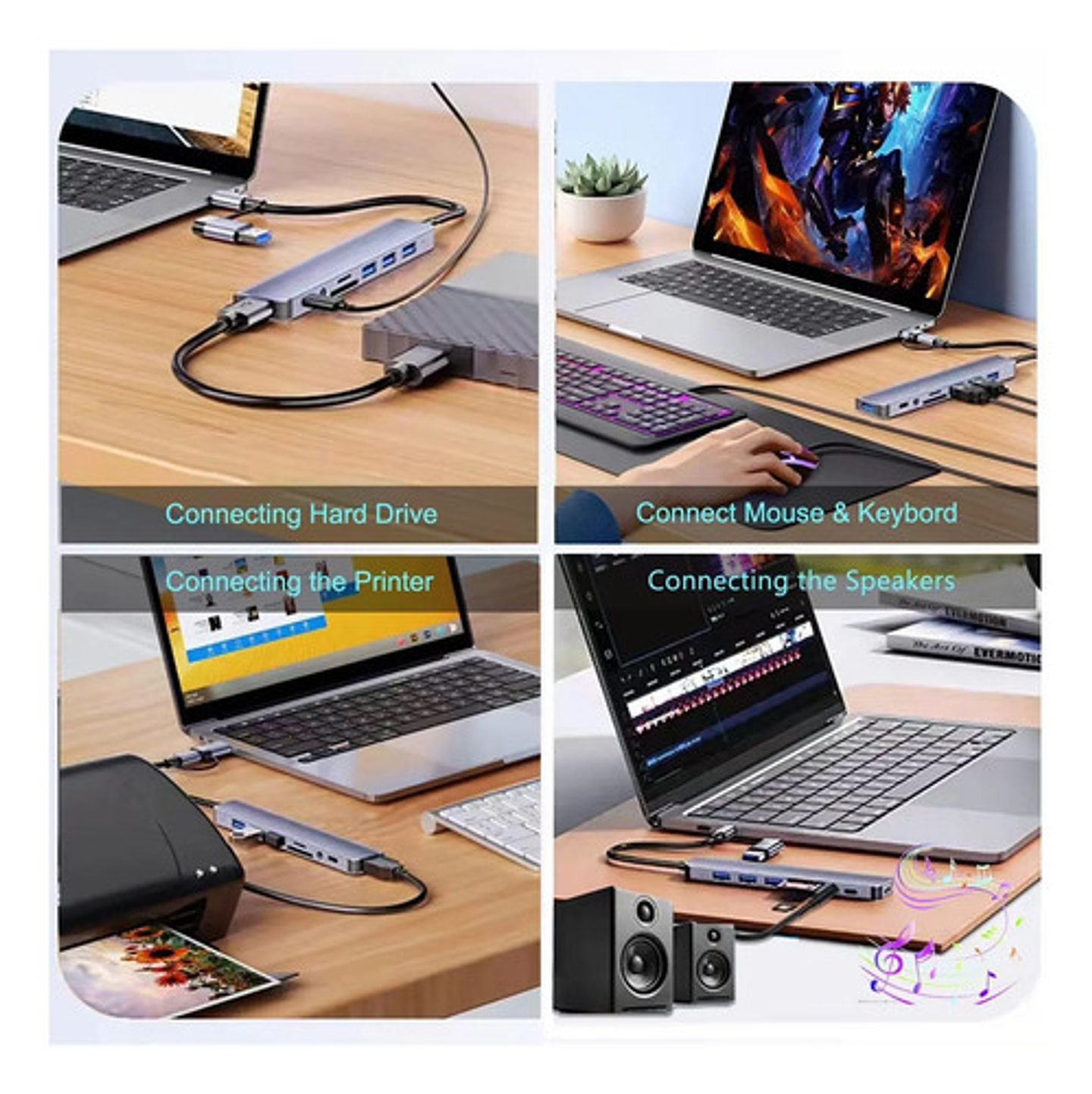 Hub Adaptador Usb Tipo C 8 En 1 Para Mac Macbook Windows 9