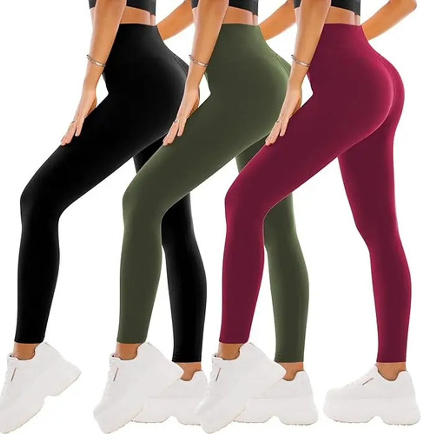 Pack 3 Calzas Sin Costura Suave Tiro Alto Leggins Para Mujer 2