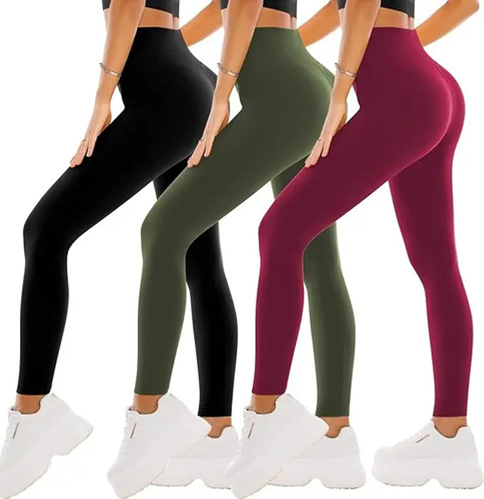 Pack 3 Calzas Sin Costura Suave Tiro Alto Leggins Para Mujer 2