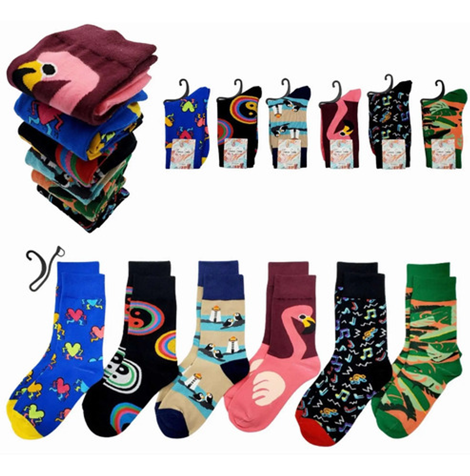 Pack12 Calcetines Diseños Variados Algodón Para Mujer 1