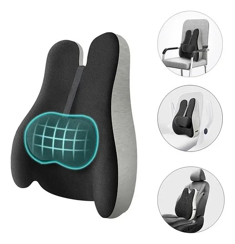 Cojin Soporte Espalda Corrector Lumbar Silla Auto Oficina Gris