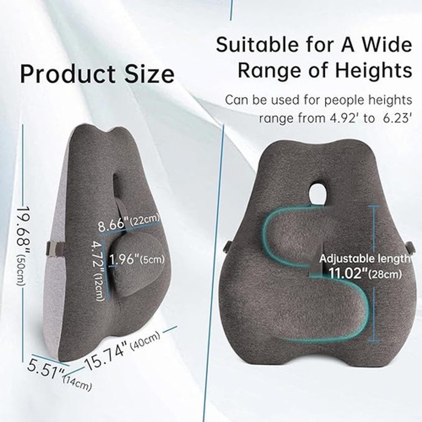 Cojin Soporte Espalda Corrector Lumbar Silla Auto Oficina Gris 7