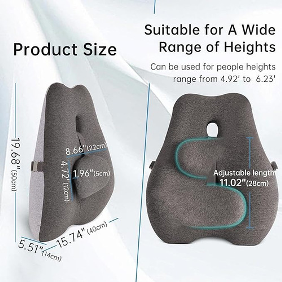 Cojin Soporte Espalda Corrector Lumbar Silla Auto Oficina Gris 7