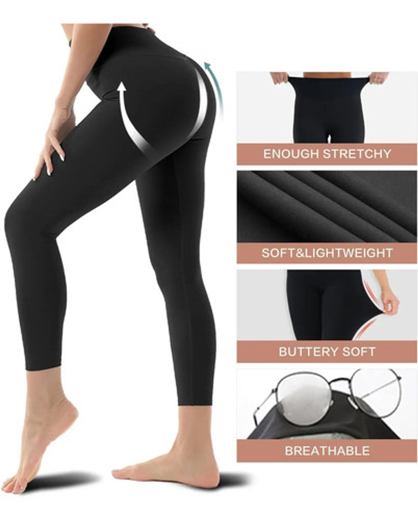 Pack 6 Calzas Sin Costura Suave Tiro Alto Leggins Para Mujer 9
