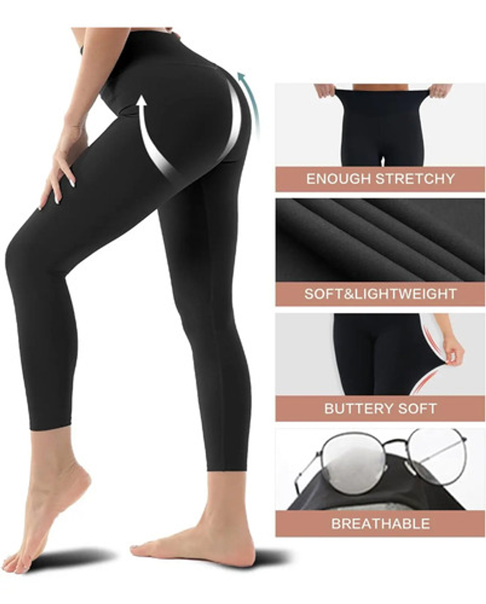 Pack 6 Calzas Sin Costura Suave Tiro Alto Leggins Para Mujer 9