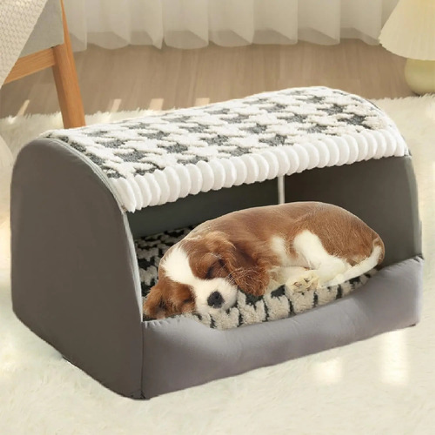 Cama Mascotas Felpa Suave Casa Iglu Cueva Gatos Perros 9