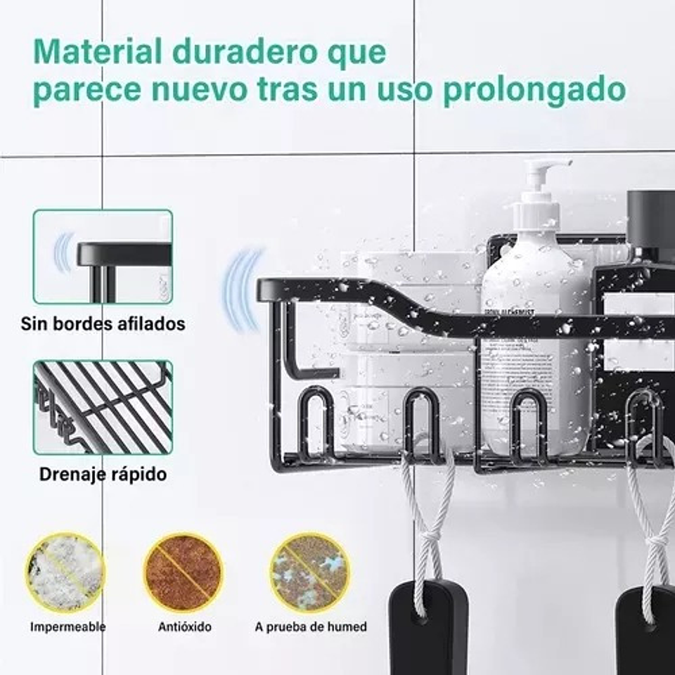 Organizador De Ducha Repisa Baño Adhesivo Set 8 Inoxidable 11