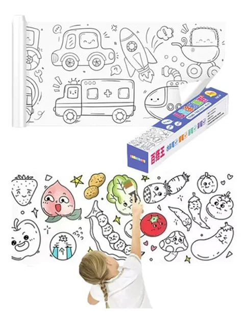 Rollo De Papel Para Colorear Dibujo Niños Manualidades 2 Pcs