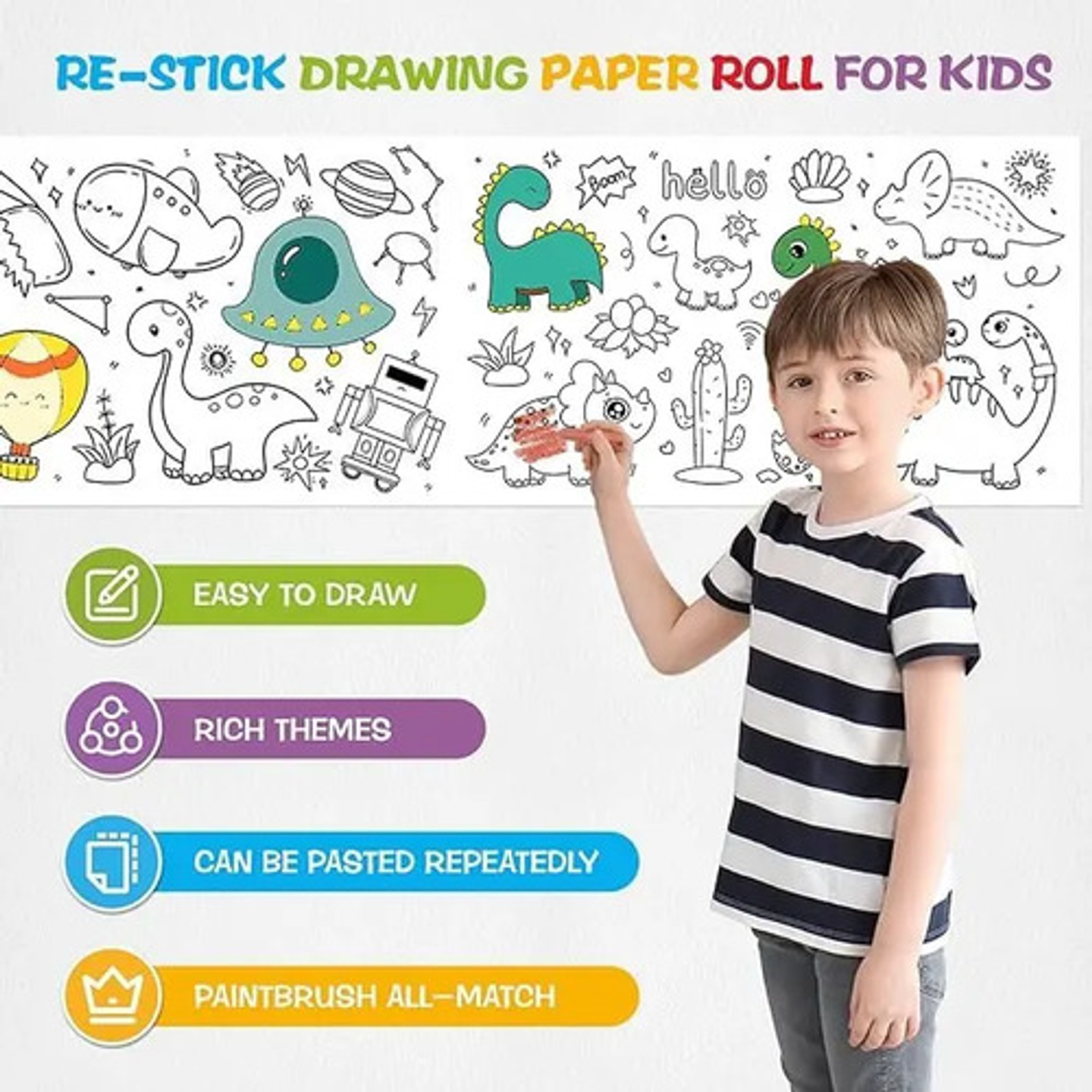 Rollo De Papel Para Colorear Dibujo Niños Manualidades 2 Pcs 3