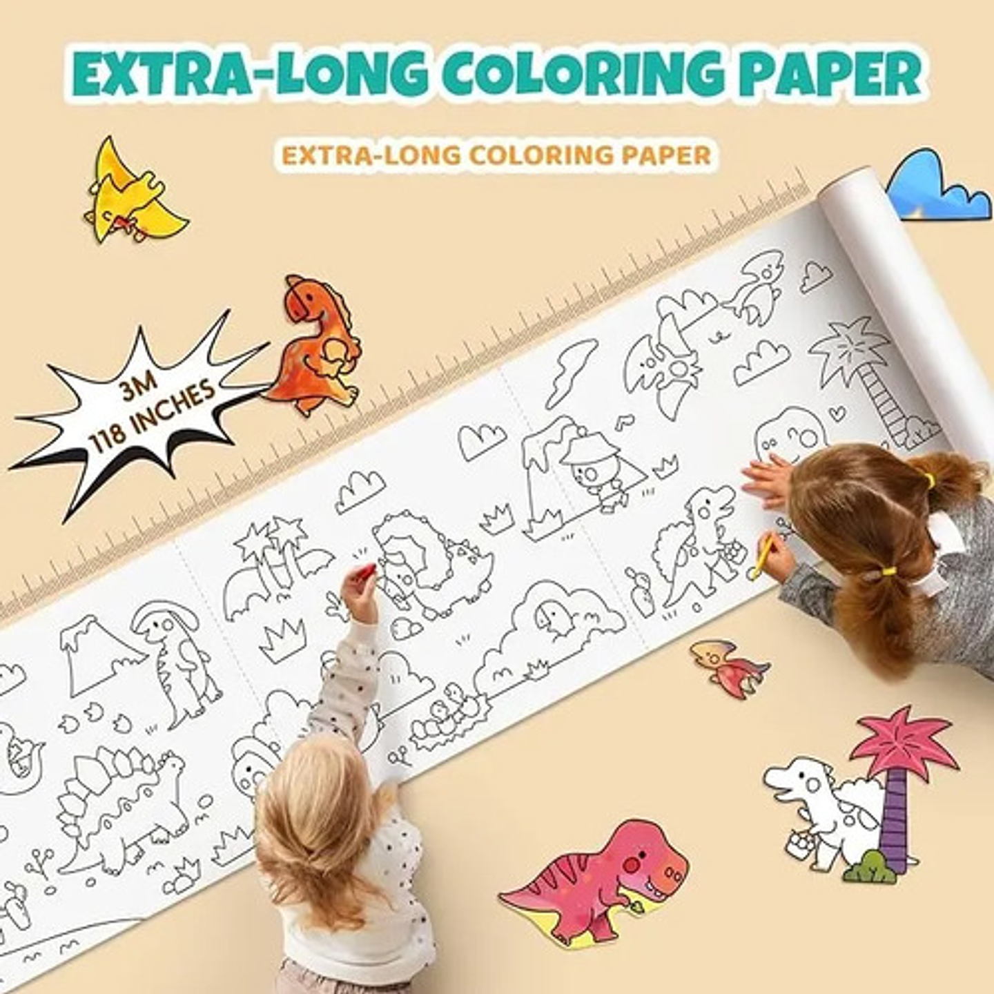 Rollo De Papel Para Colorear Dibujo Niños Manualidades 2 Pcs 7