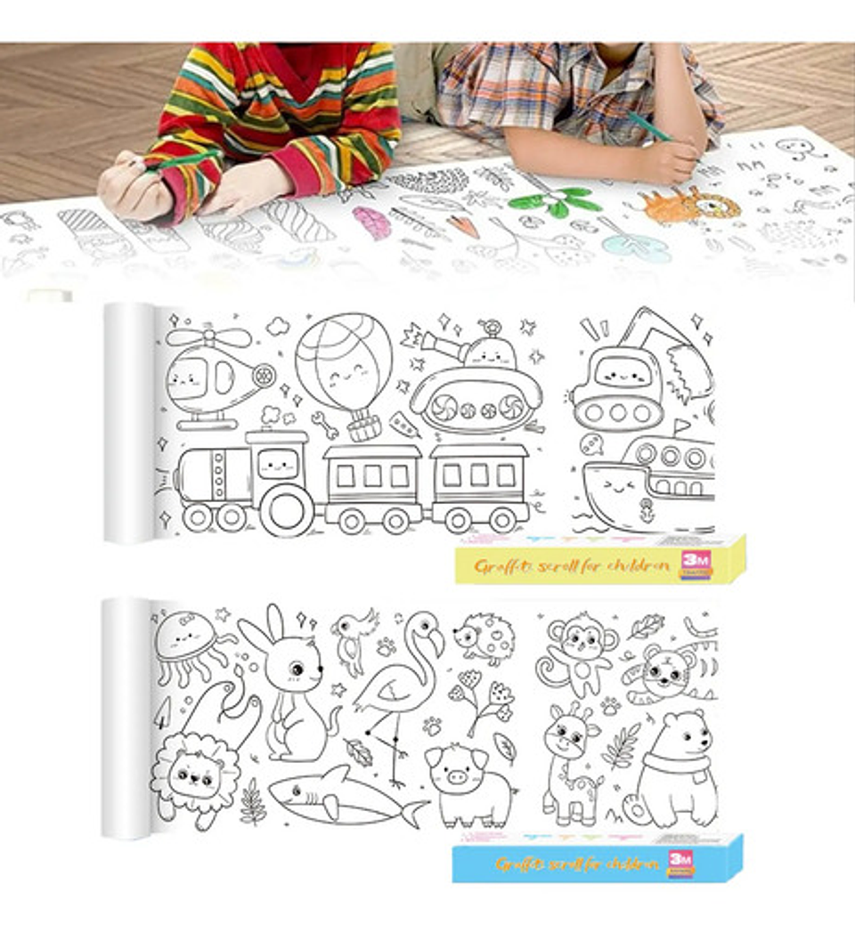 Rollo De Papel Para Colorear Dibujo Niños Manualidades 2 Pcs 8