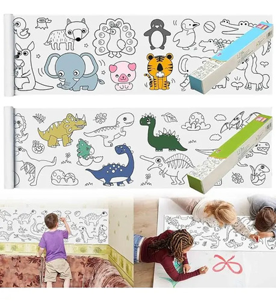 Rollo De Papel Para Colorear Dibujo Niños Manualidades 2 Pcs 9