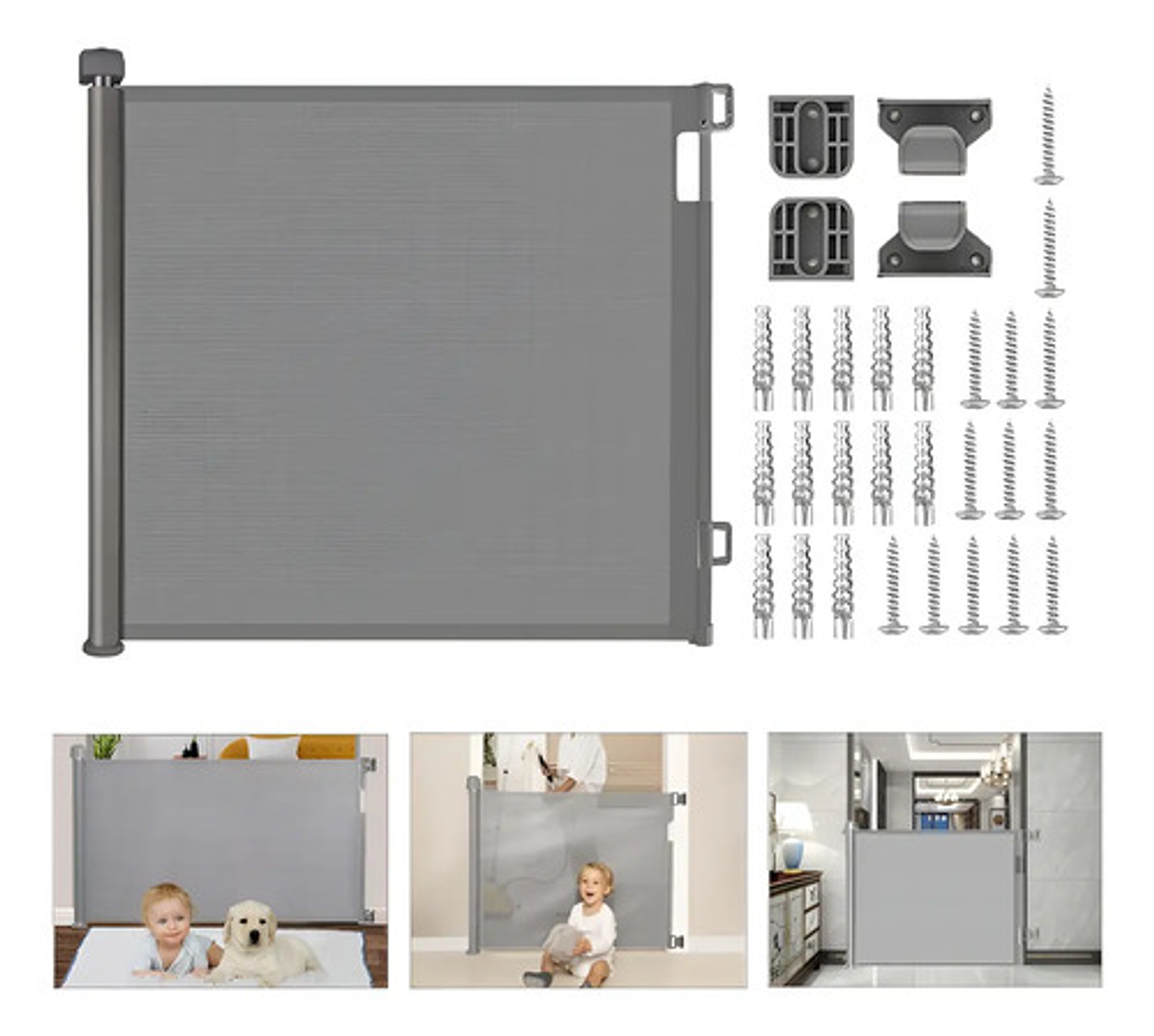 Reja Seguridad Escalera Puerta Retráctil Para Bebe Mascotas 1