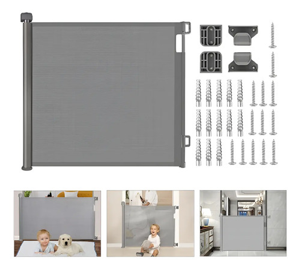 Reja Seguridad Escalera Puerta Retráctil Para Bebe Mascotas 1