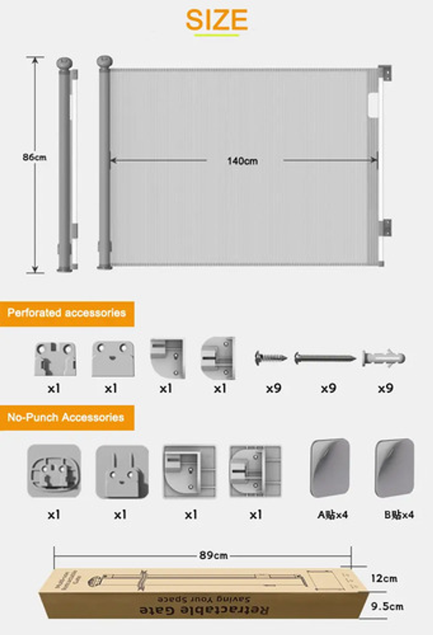 Reja Seguridad Escalera Puerta Retráctil Para Bebe Mascotas 3